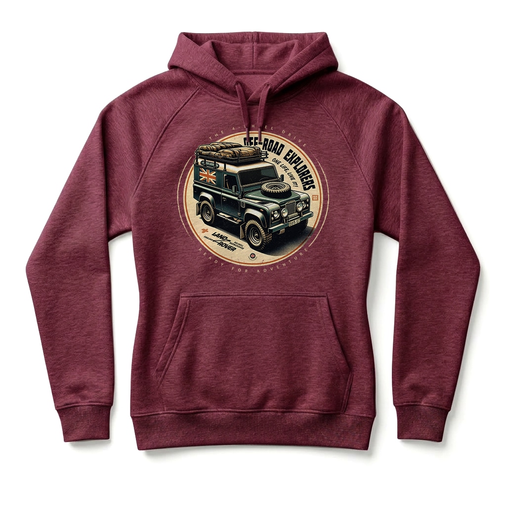 Sweatshirt à capuche Land Rover Defender 90 - Burgundy Sweatshirt à capuche Land Rover Defender 90 - Burgundy
