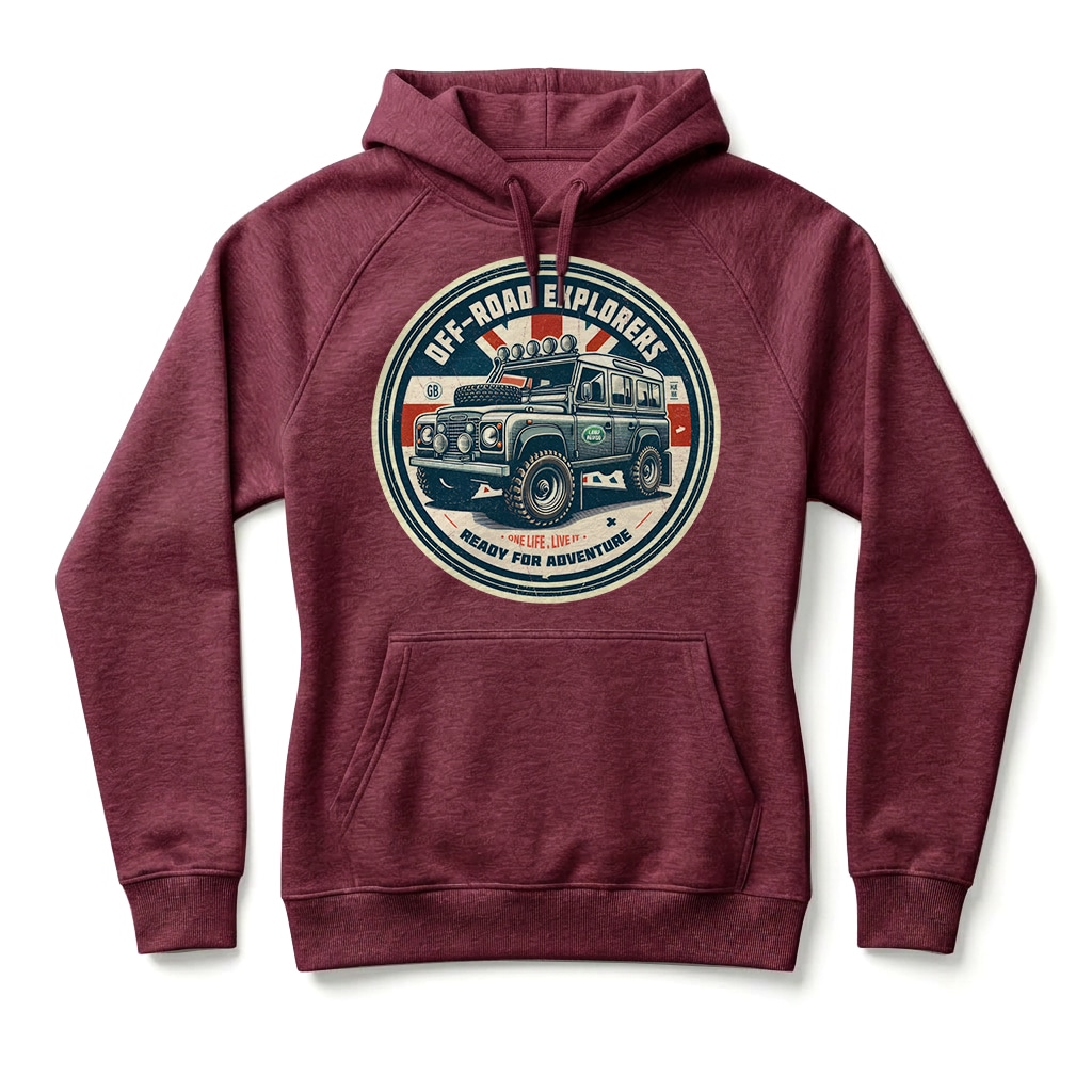 Sweatshirt à capuche Land Rover Defender 110 - Burgundy Sweatshirt à capuche Land Rover Defender 110 - Burgundy