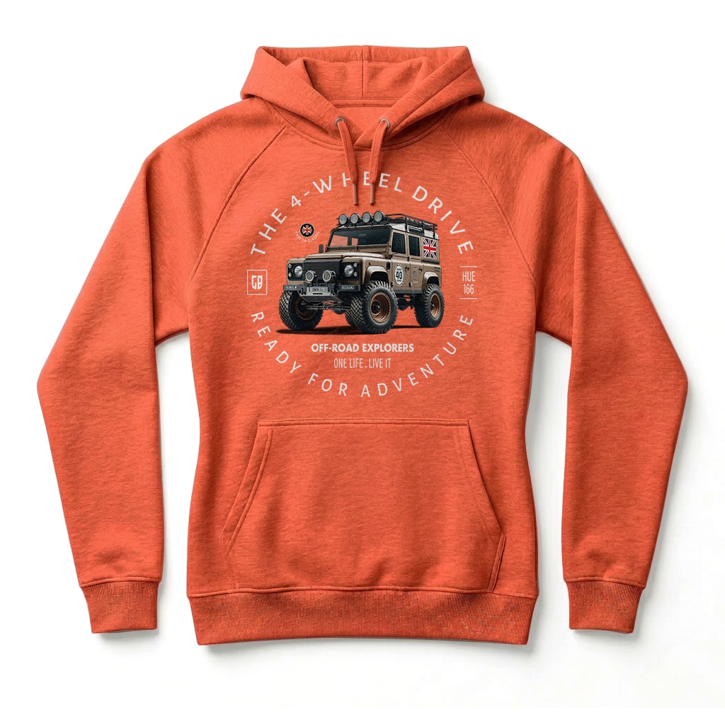 Sweatshirt à capuche Land Rover Defender 110 - Burnt Orange Sweatshirt à capuche Land Rover Defender 110 - Burnt Orange