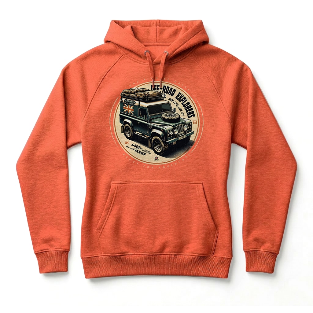 Sweatshirt à capuche Land Rover Defender 90 - Burnt Orange Sweatshirt à capuche Land Rover Defender 90 - Burnt Orange