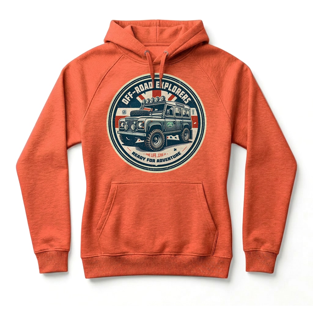 Sweatshirt à capuche Land Rover Defender 110 - Burnt Orange Sweatshirt à capuche Land Rover Defender 110 - Burnt Orange
