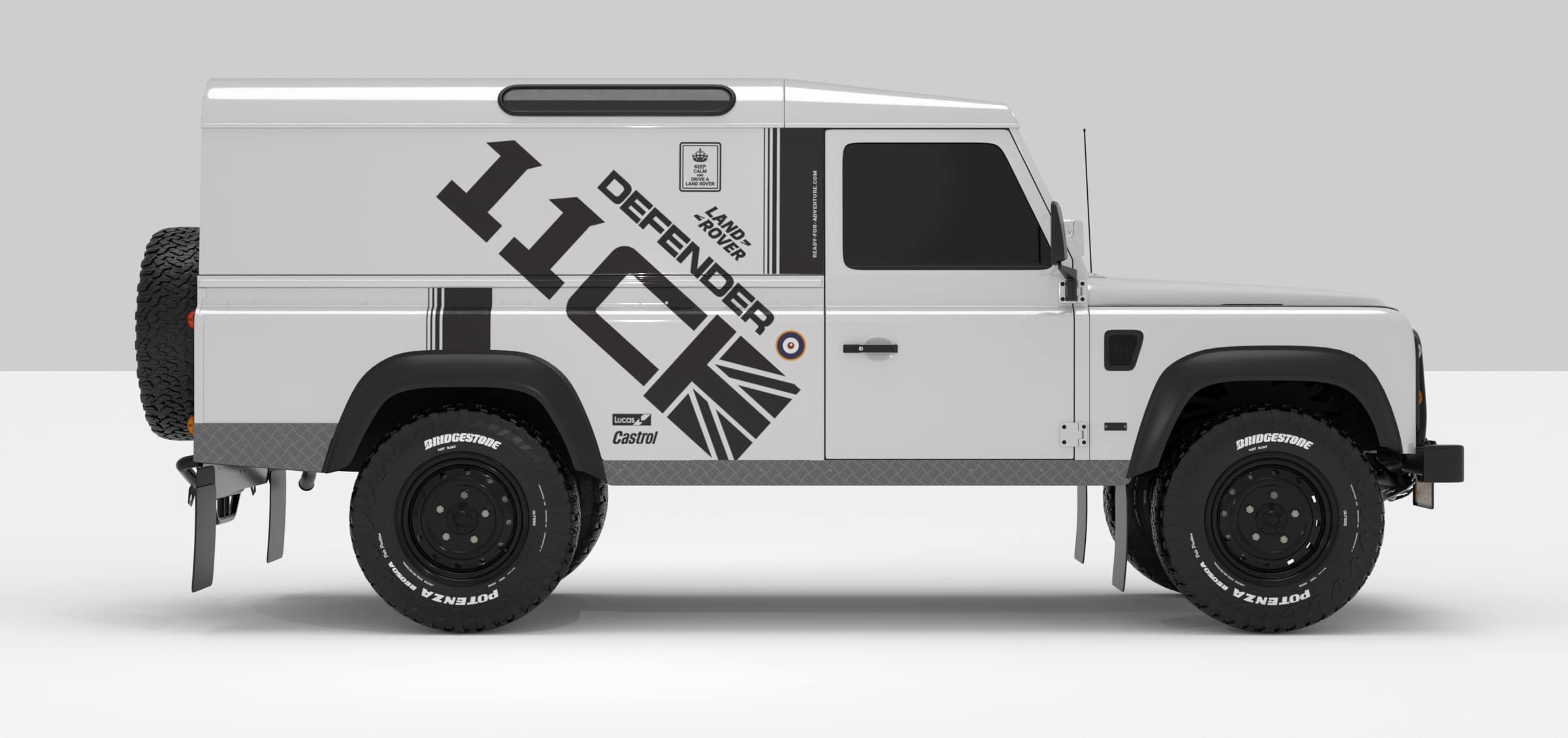 Defender White -- Sticker Dark Grey KIT-N°01 Sticker décoratif pour Land Rover Defender 110 Hard-Top