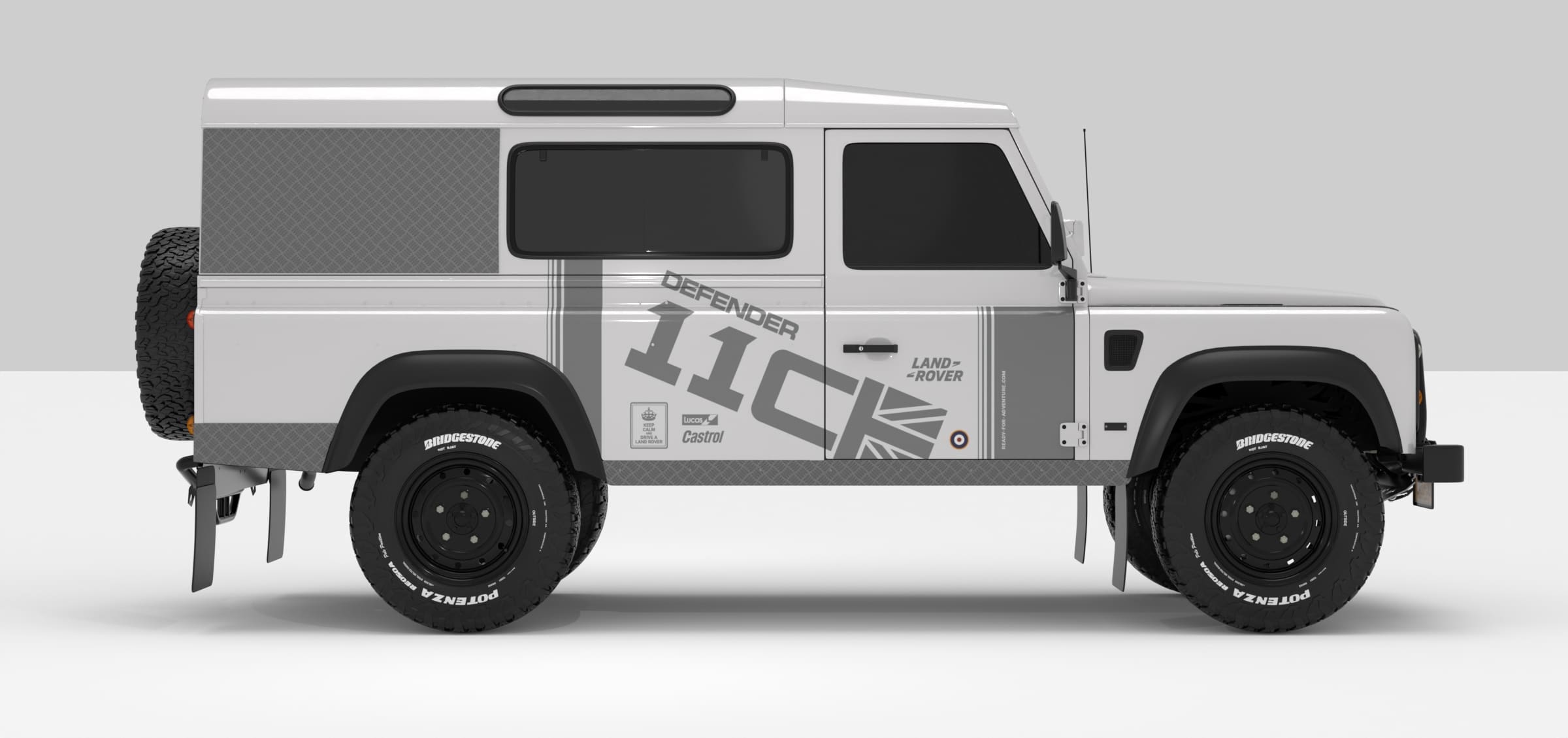 Defender White -- Sticker Light Grey Stickers Décoration Land Rover Defender