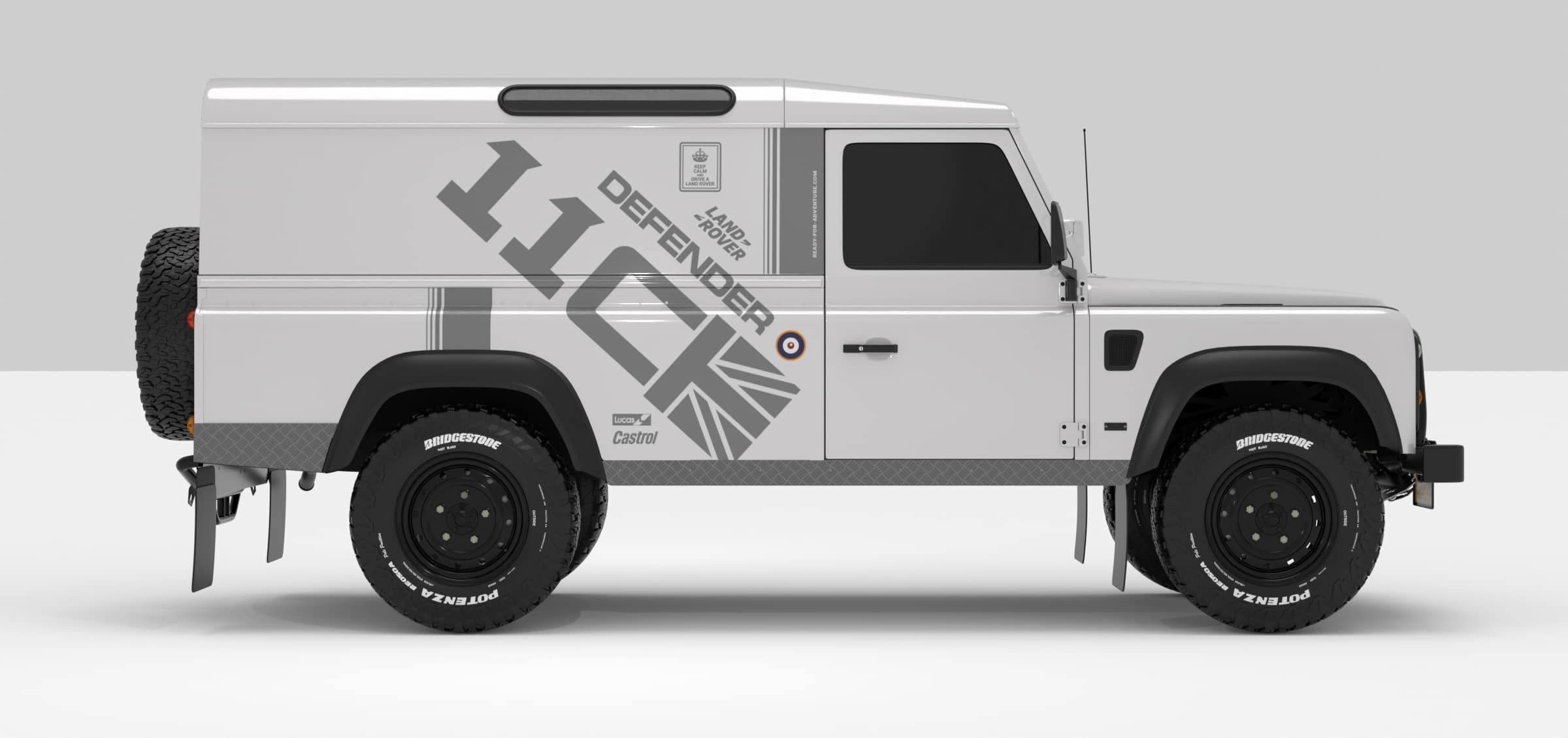 Defender White -- Sticker Ligth Grey KIT-N°01 Sticker décoratif pour Land Rover Defender 110 Hard-Top