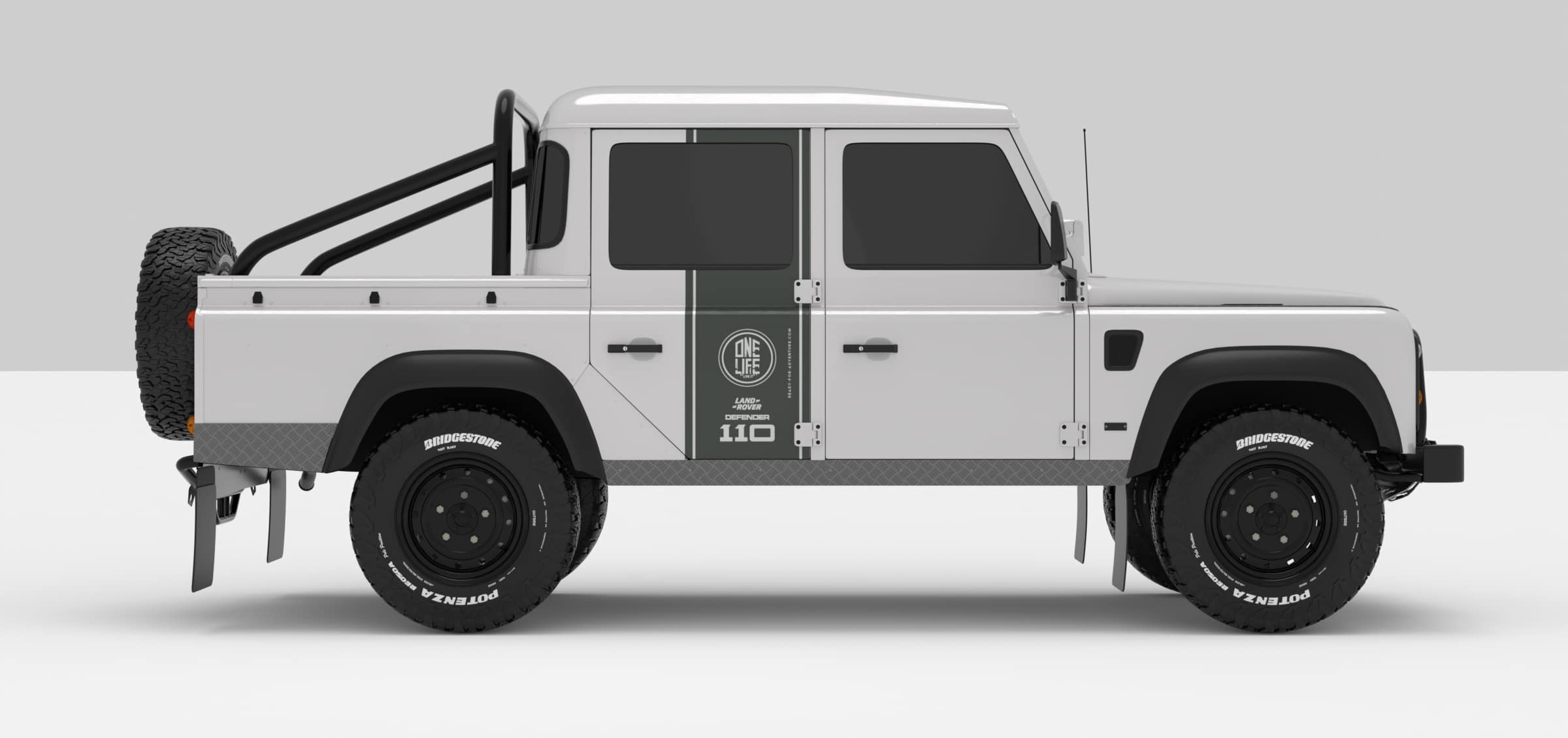 Defender White -- Sticker Medium Grey Stickers Décoration Land Rover Defender