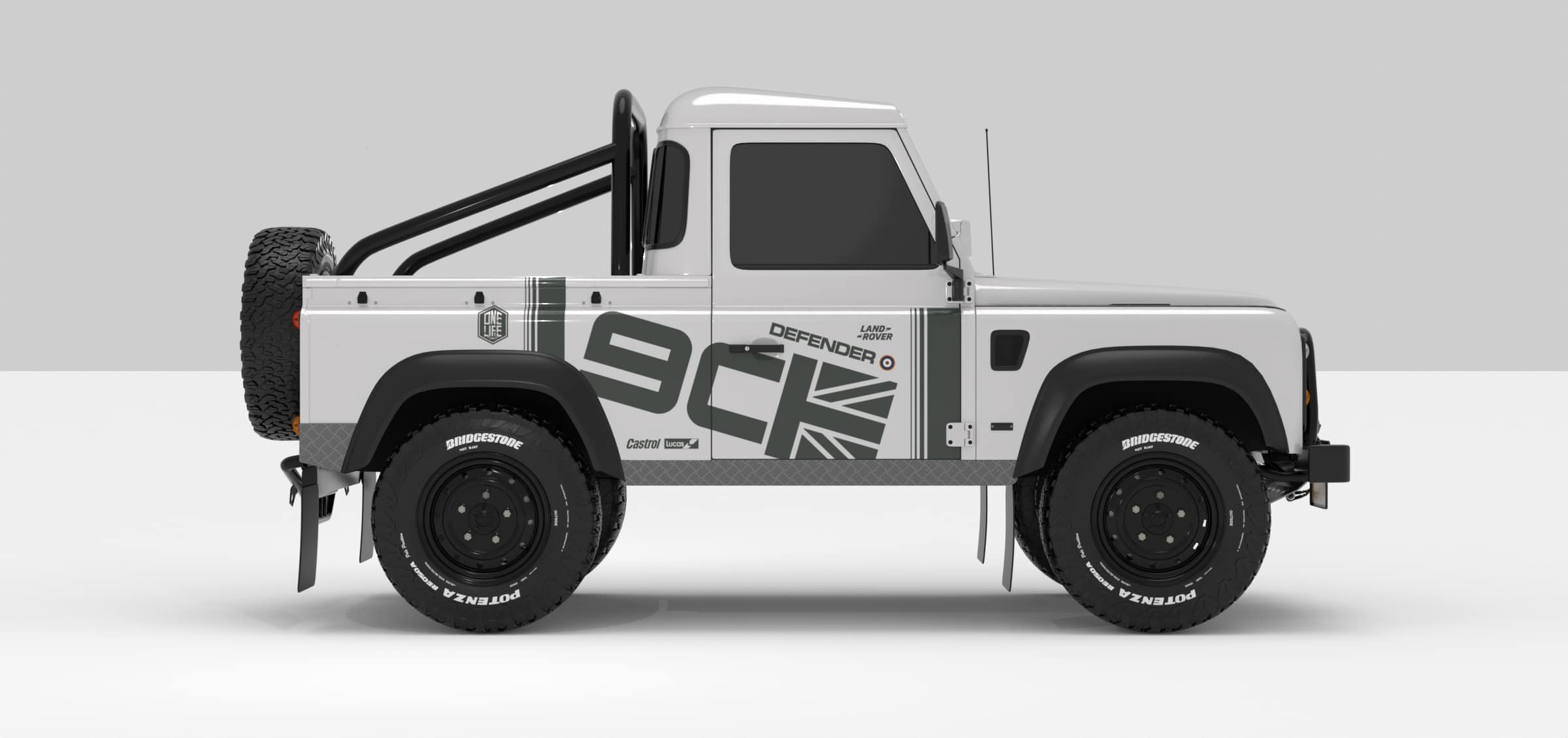 Defender White -- Sticker Medium Grey Stickers Décoration Land Rover Defender