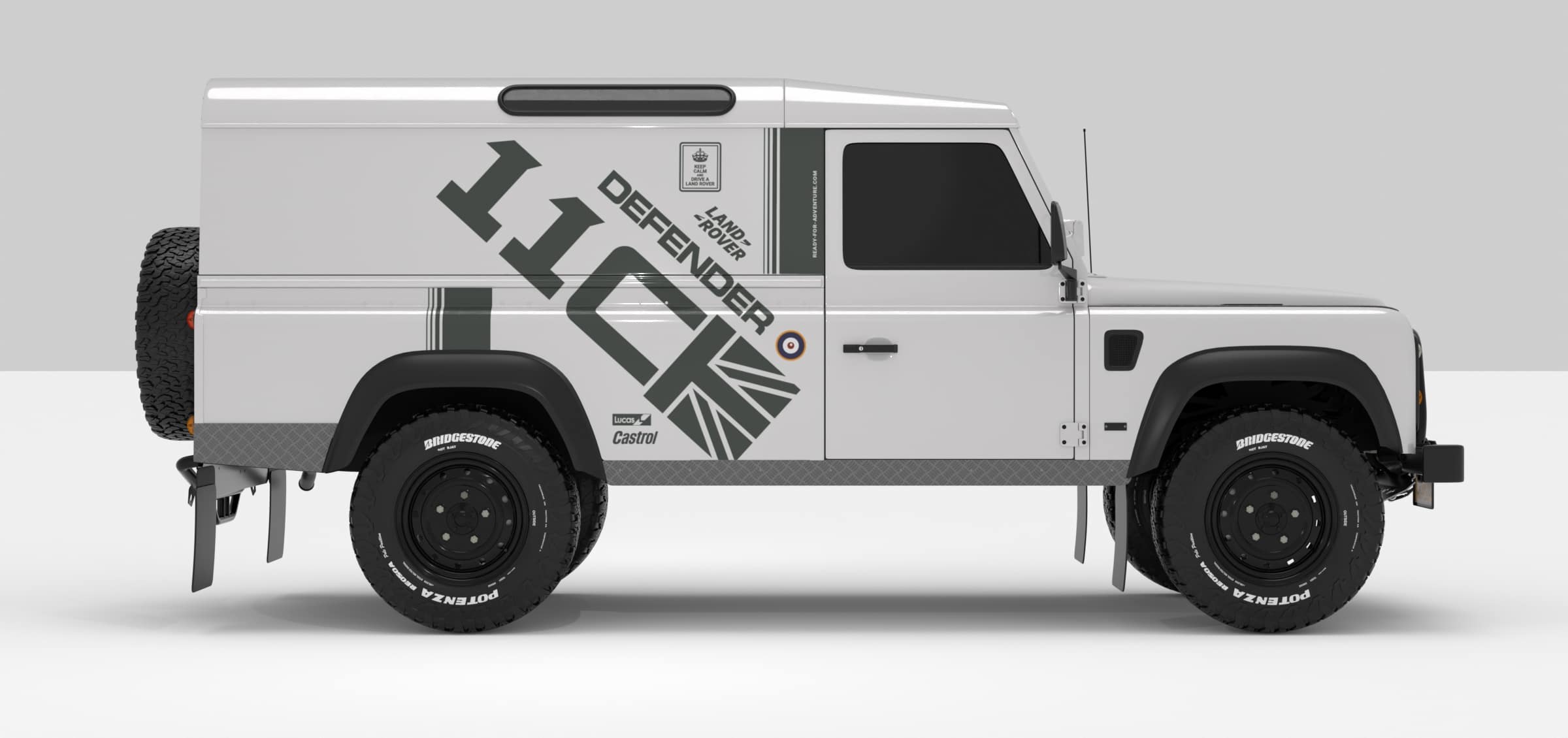 Defender White -- Sticker Medium Grey KIT-N°01 Sticker décoratif pour Land Rover Defender 110 Hard-Top