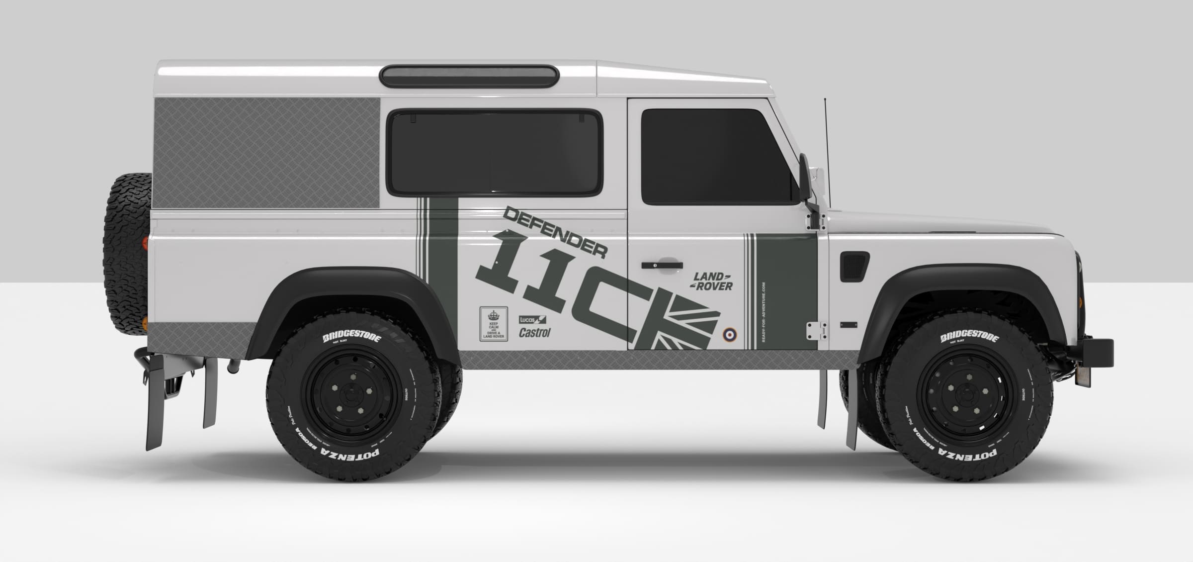 Defender White -- Sticker Medium Grey Stickers Décoration Land Rover Defender