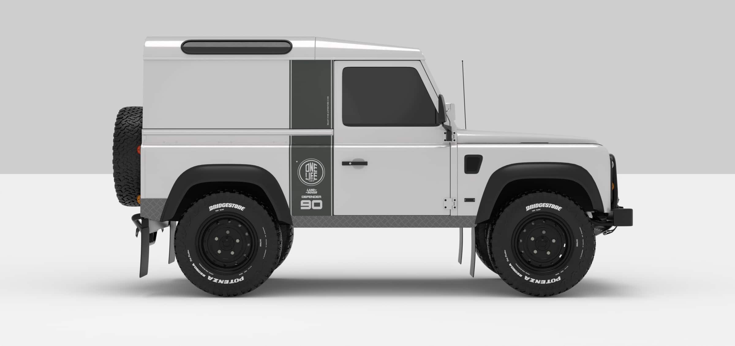 Defender White -- Sticker Medium Grey Stickers Décoration Land Rover Defender