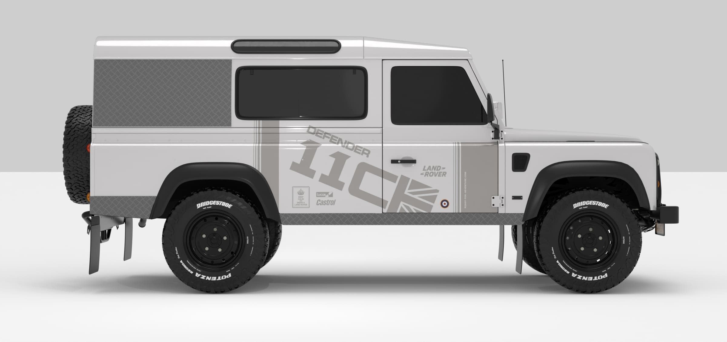 Defender White -- Sticker Super Light Grey Stickers Décoration Land Rover Defender