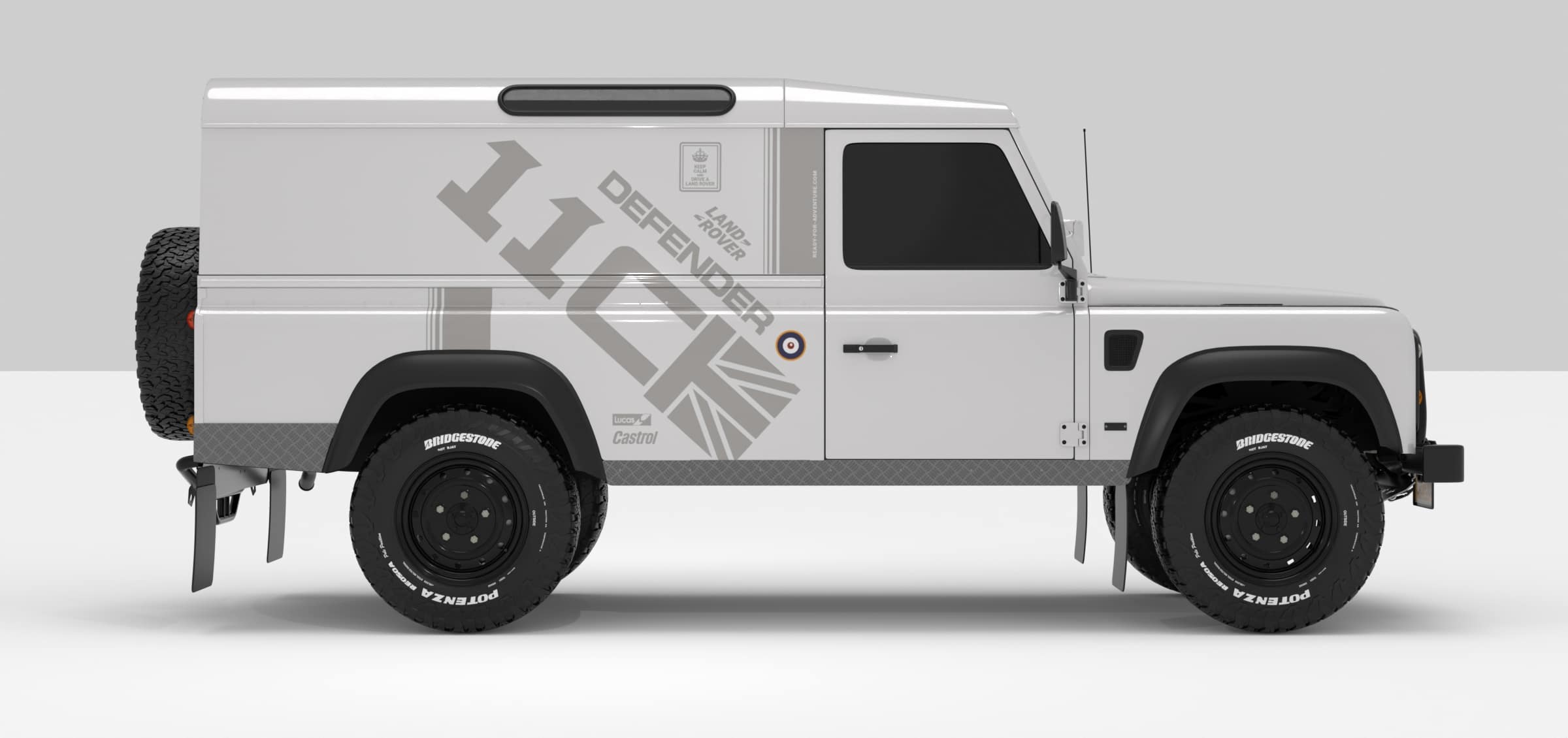 Defender White -- Sticker Super Ligth Grey KIT-N°01 Sticker décoratif pour Land Rover Defender 110 Hard-Top